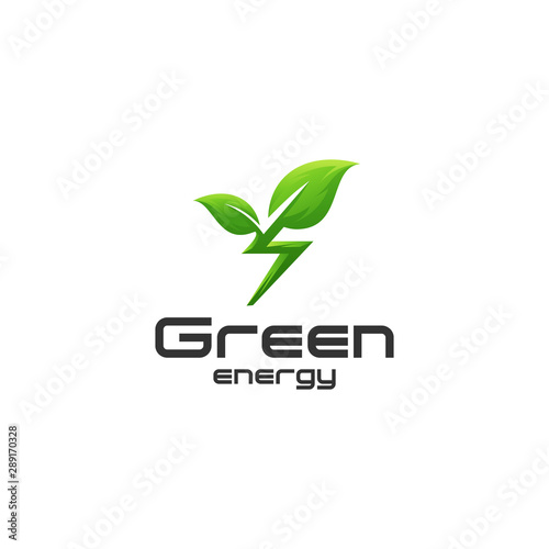 green energy logo with leaf 