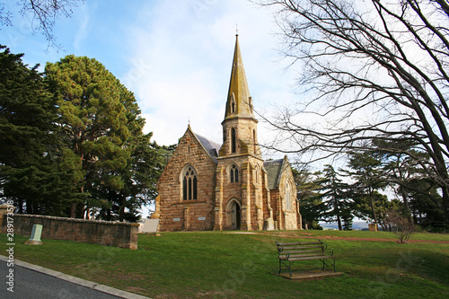 An imposing old Church overlooking Ross. Australia.