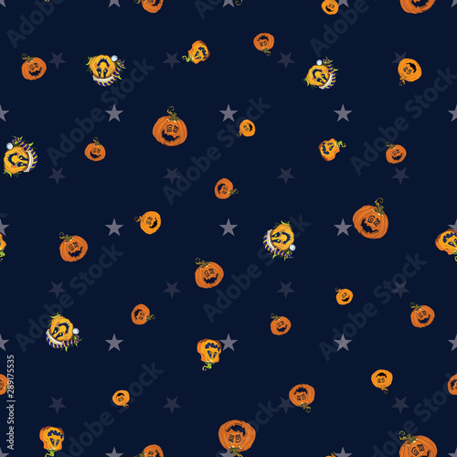 Black orange Halloween pumpkins repeat pattern.