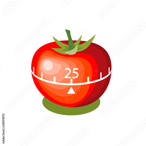Mechanical tomato shaped kitchen Clock Timer for cooking and studying. Used for pomodoro technique for time management.