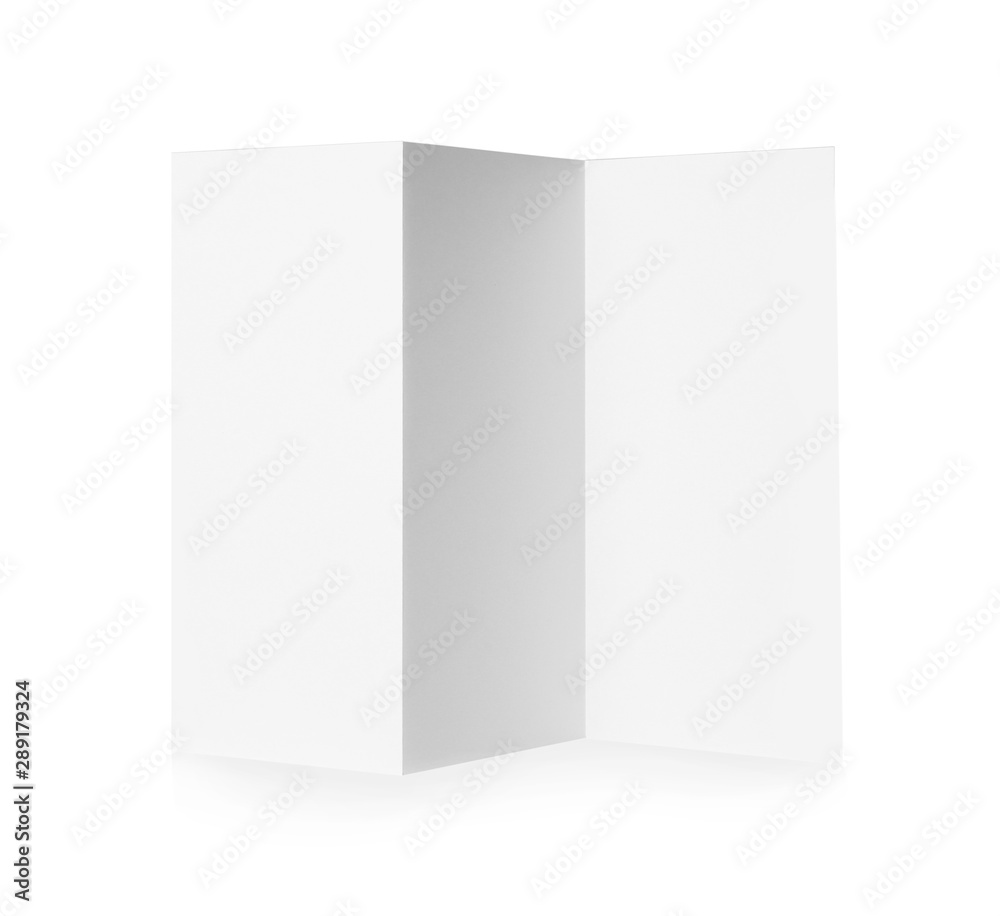 Blank brochure on white background. Mock up for design Blank brochure on white background. Mock up for design