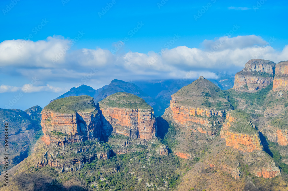 Picturesque blyde river canyon and three rondavels in Panarama r
