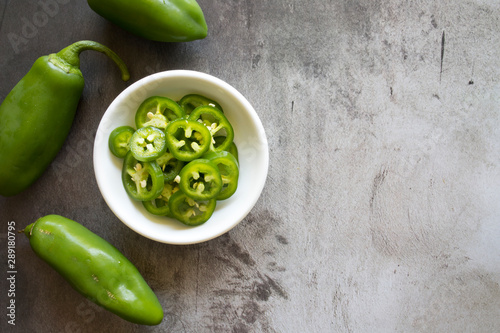 Tableau sur toile Bowl of Jalapeno Slices