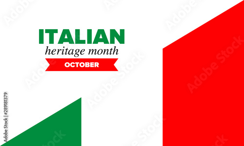 Free Download National Italian American Heritage Month. Happy holiday celebrate annual in October. Italy and United States flag. Culture month. Patriotic design. Poster, card, banner, template. Vector illustration - GFXLoad