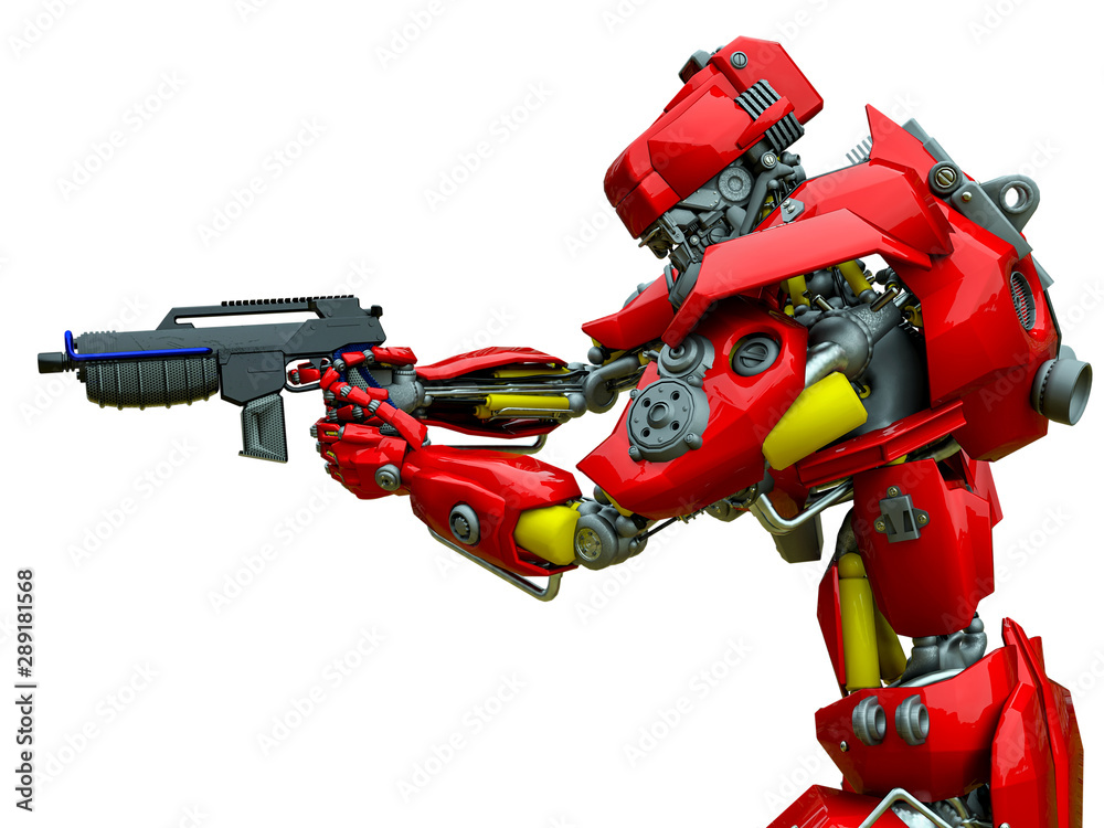 mechanical soldier aiming the pistol mechanical soldier aiming the pistol