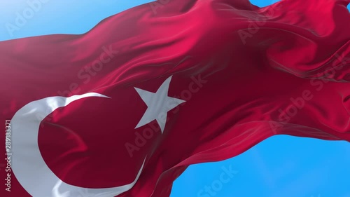 Turkey flag video waving in wind 4K. Turkish background. Istambul background looping 3840x2160 px. photo