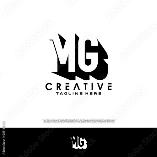 MG Letter Initial Logo Design in shadow shape design concept.