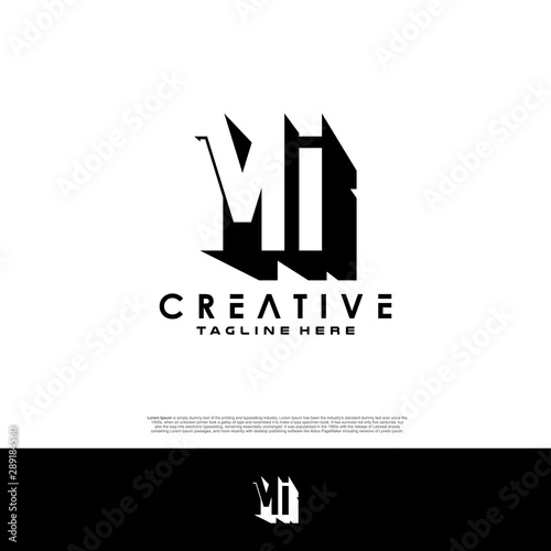 MI Letter Initial Logo Design in shadow shape design concept.