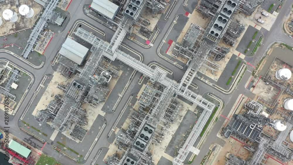 Aerial view of Oil refinery plant and Chemical plant form in industry zone Aerial view of Oil refinery plant and Chemical plant form in industry zone