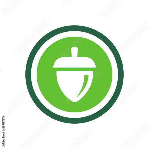 Vector oak acorn symbol, green circle icon - Vector