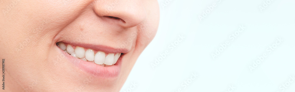 Smiling woman mouth with white teeth Smiling woman mouth with white teeth