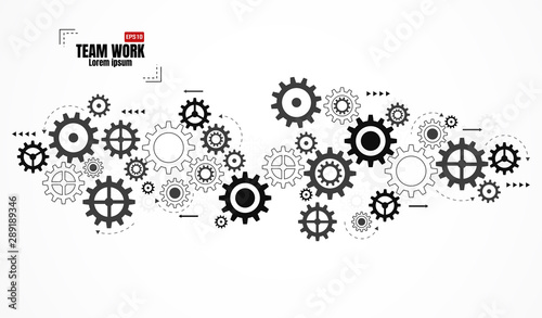 Gears wheels over white background. teamwork creative concept. colorful design. Vector illustration