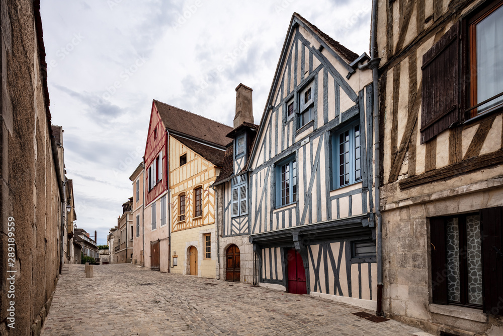 Timbered houses in the city center of Auxerre, France