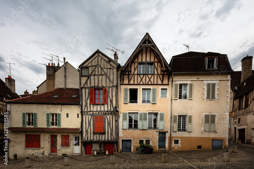 Timbered houses in the city center of Auxerre, France