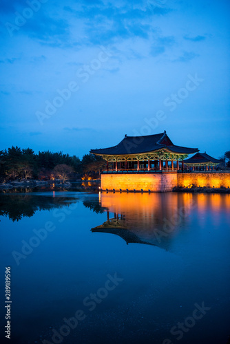 Gyeongju Donggung Palace and Wolji Pond is a famous sightseeing spot with beautiful night view.