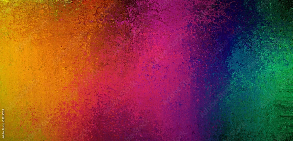 Abstract colorful background with rainbow colors of yellow orange red pink blue and green smeared together with a vintage texture and grunge design effect, elegant multicolored background design