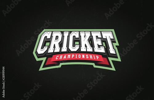 Modern professional Typography cricket sport super hero style vector emblem and template logo design with ball. Funny greetings for clothes, card, badge, icon, postcard, banner, tag, stickers, print