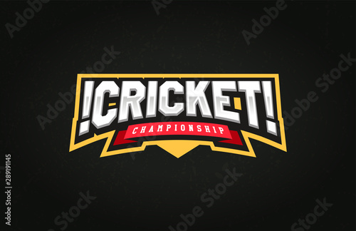 Modern professional Typography cricket sport super hero style vector emblem and template logo design with ball. Funny greetings for clothes, card, badge, icon, postcard, banner, tag, stickers, print