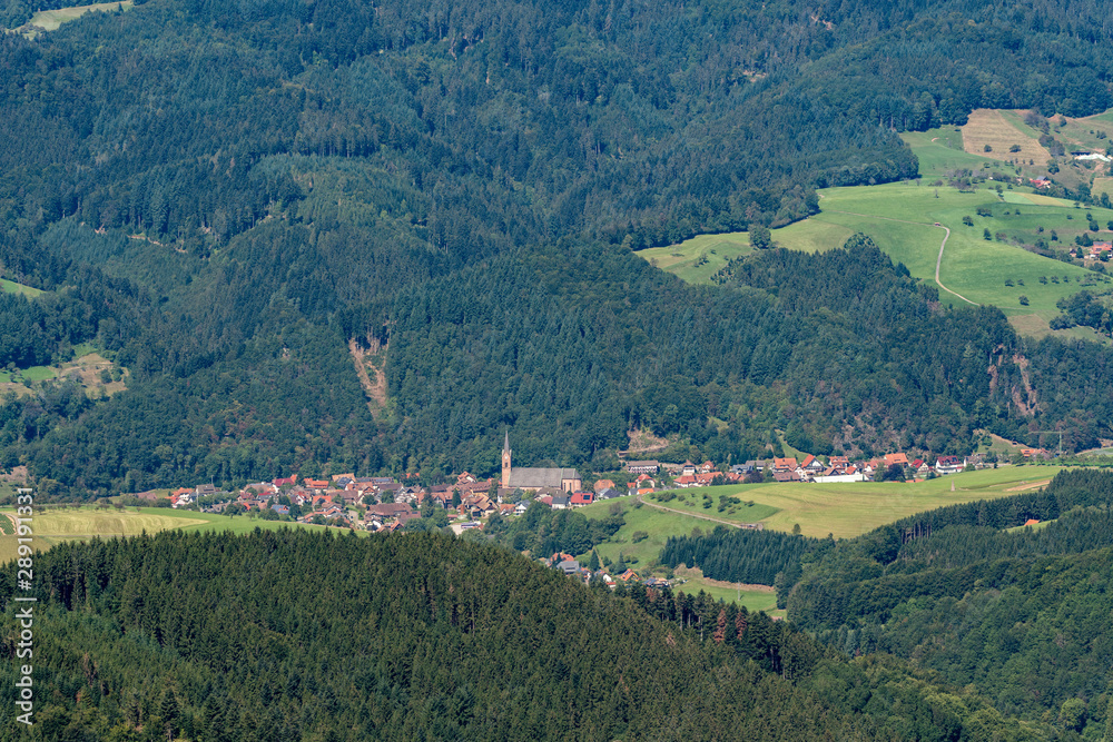 Aerial view of Oberharmersbach in the Black Forest, Germany