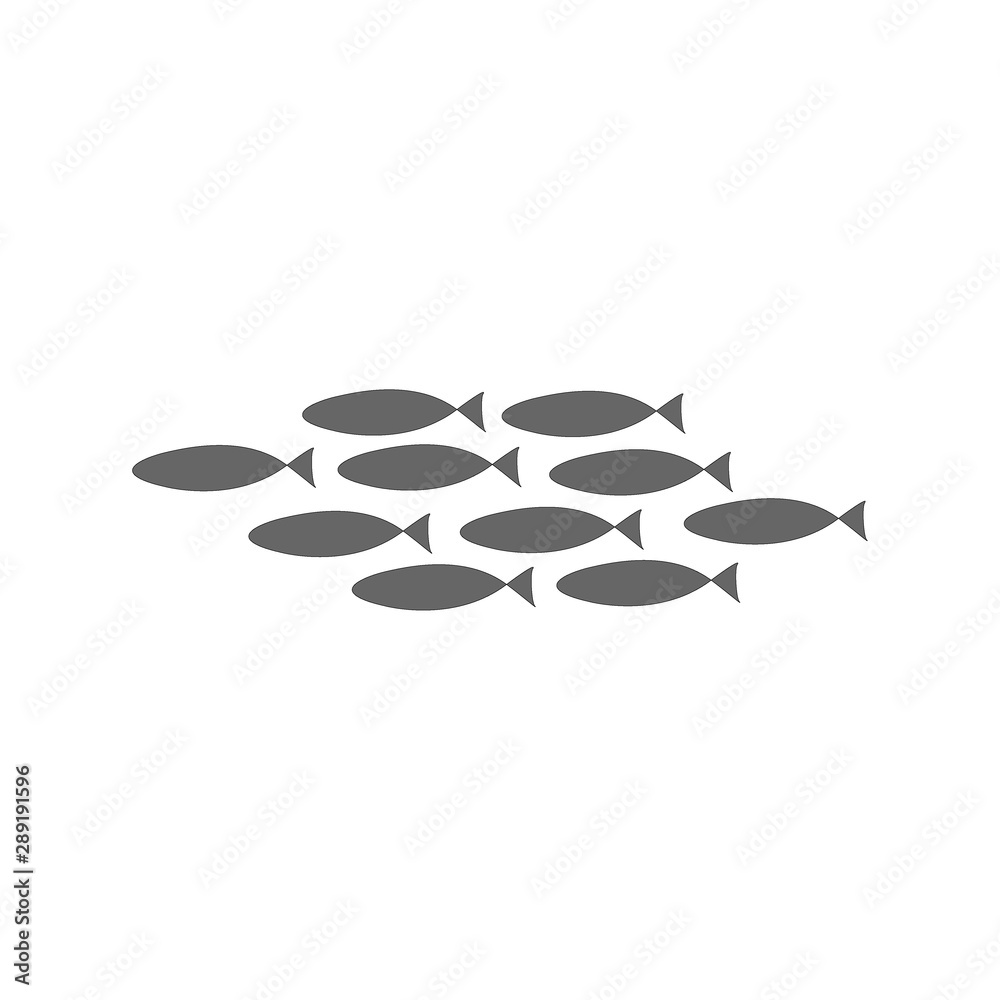 Silhouette of a flock of fish floating on a white background. Coloring on the theme of marine fauna. Vector illustration of underwater animals. Silhouette of a flock of fish floating on a white background. Coloring on the theme of marine fauna. Vector illustration of underwater animals.