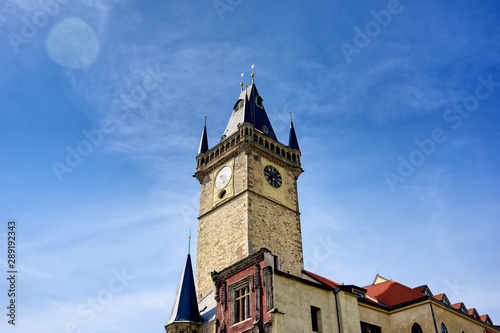 The Old Town Hall in Prague, the capital of the Czech Republic, is located in Old Town Square. © Jbyard