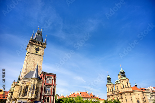 The Old Town Hall in Prague, the capital of the Czech Republic, is located in Old Town Square.