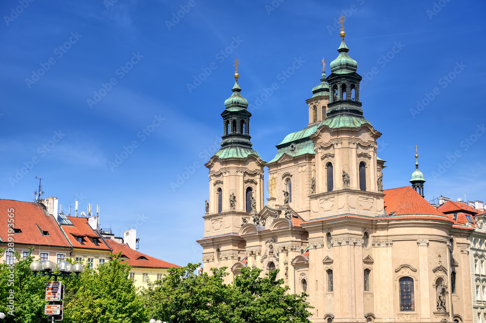 The Church of Saint Nicholas located in the Old Town Square in Prague, Czech Republic.
