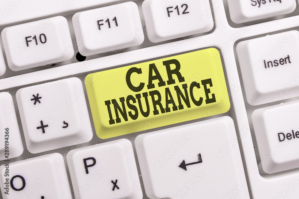 Conceptual hand writing showing Car Insurance. Concept meaning Accidents coverage Comprehensive Policy Motor Vehicle Guaranty White pc keyboard with note paper above the white background Conceptual hand writing showing Car Insurance. Concept meaning Accidents coverage Comprehensive Policy Motor Vehicle Guaranty White pc keyboard with note paper above the white background