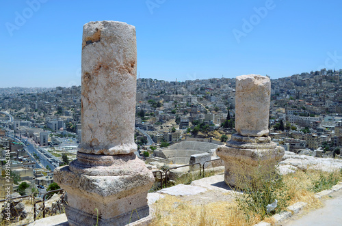 Ancient Roman columns at Amman Citadel, Jordan