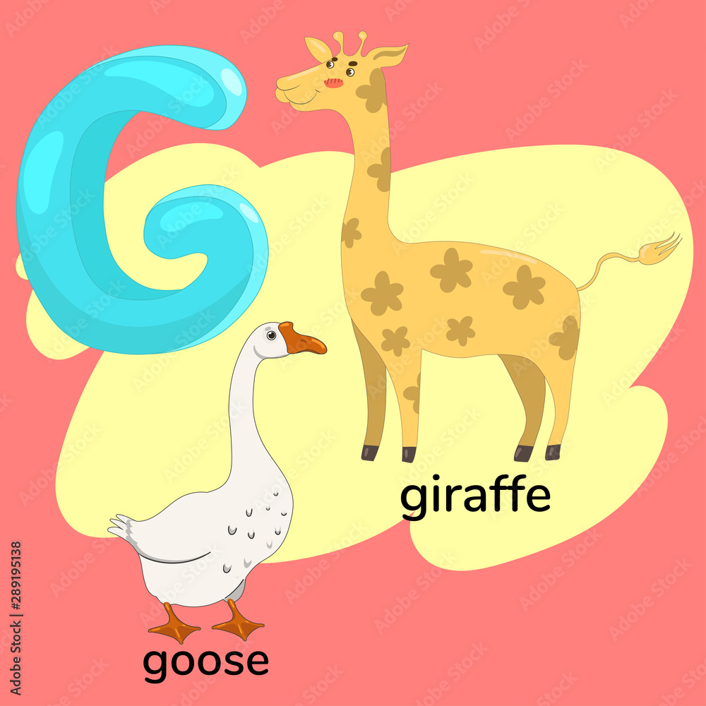 Letter g from the children s alphabet. Vector graphics. Letter g from the children s alphabet. Vector graphics.