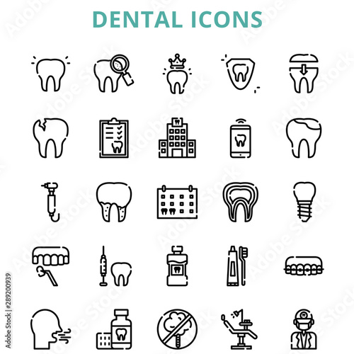 Dental With Outline Black And White Iconset