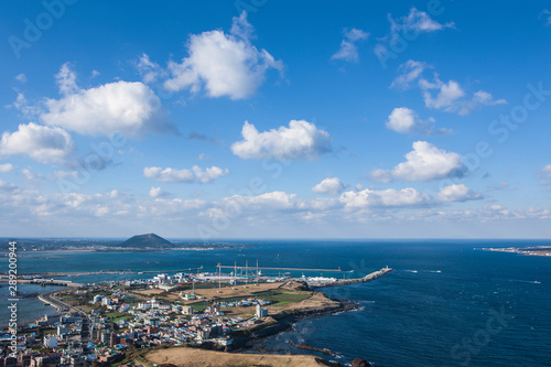 Fototapeta Naklejka Na Ścianę i Meble -  Seongsanpo port in Jeju, South Korea.