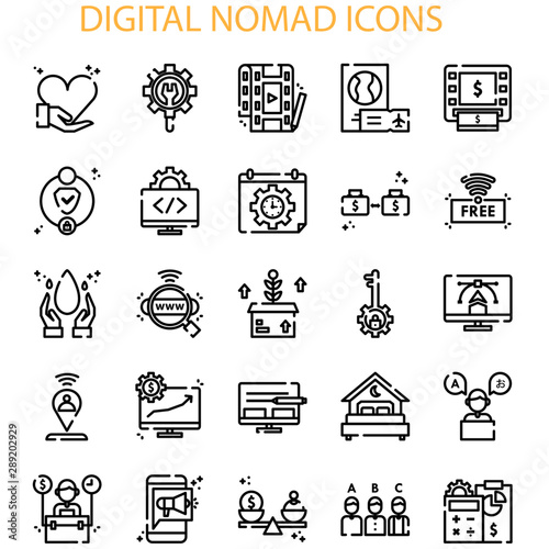 Digital Nomad With Outline Black And White Iconset