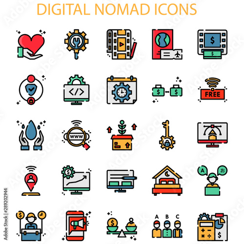 Digital Nomad With Outline And Color Iconset