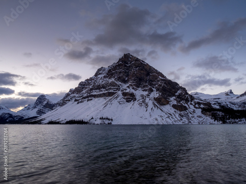 Bow Lake and Crowfoot Mountain, Canada. Crowfoot Mountain is a mountain within Banff National Park in Alberta, Canada.