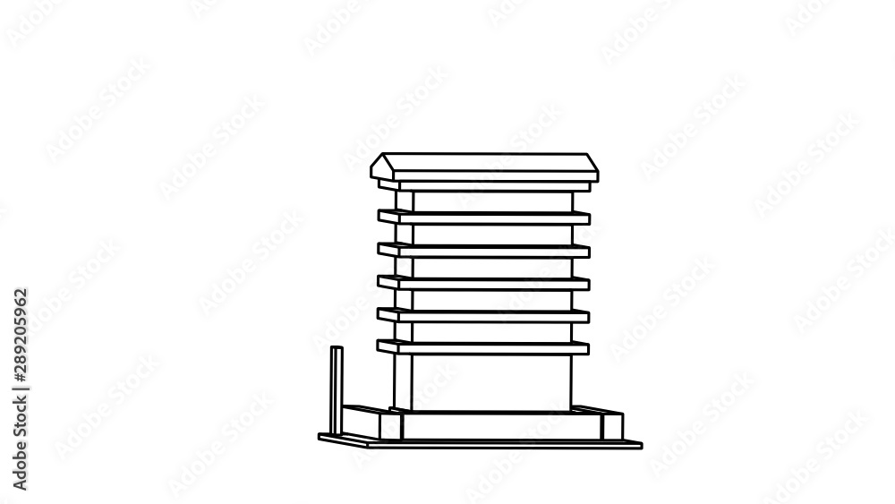 line art of a building 