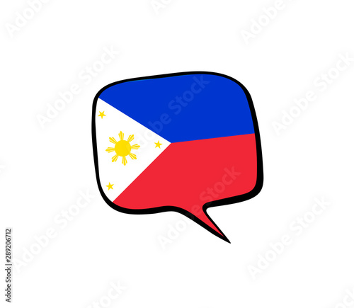 Speech bubble with the flag of The Philippines  on the white background. Vector illustration