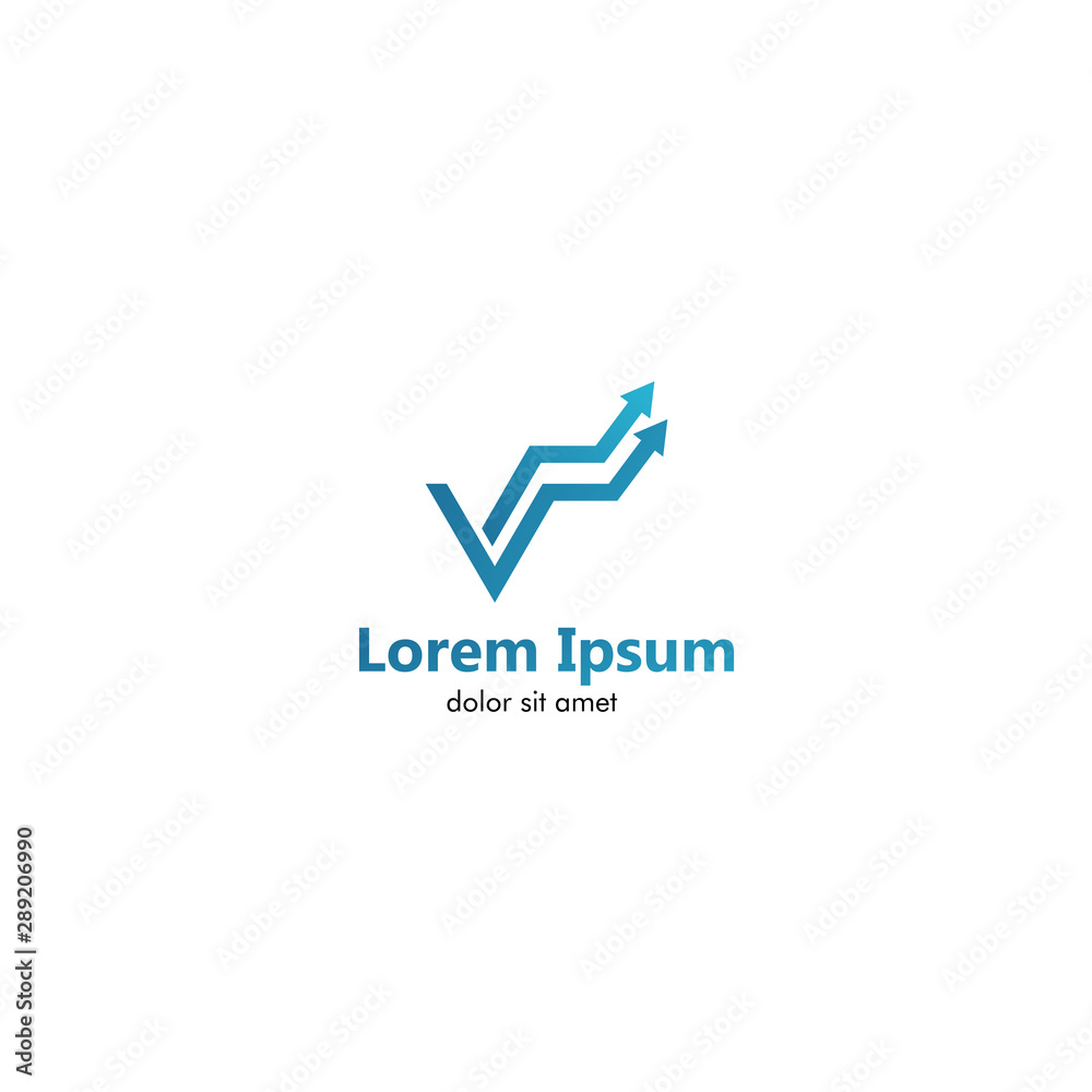 Statistic V Logo Inspirations Template. Blue Statistic V Logo Inspirations Template. Blue