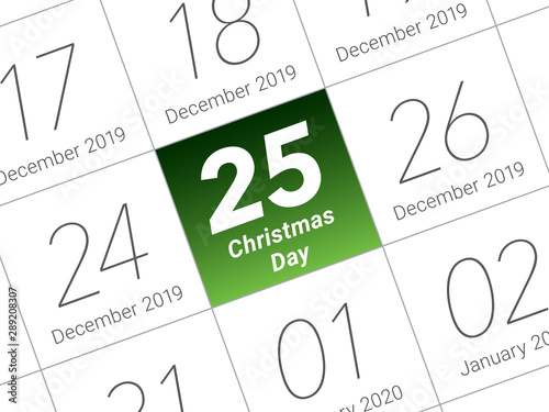Christmas day calendar on diary