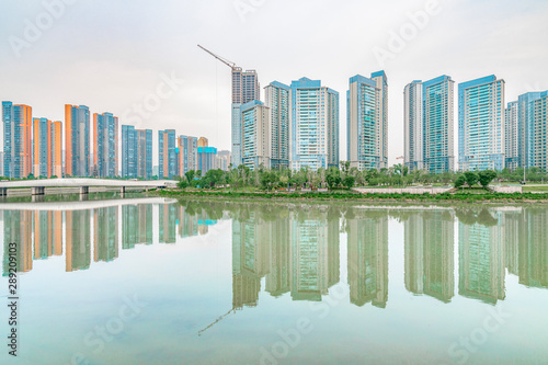 Construction of Fudi Financial Island in Chengdu  Sichuan Province  China