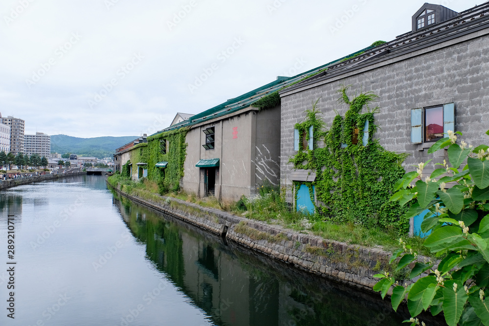 Otaru - historic canal and warehouse in summer at Hokkaido, Japan