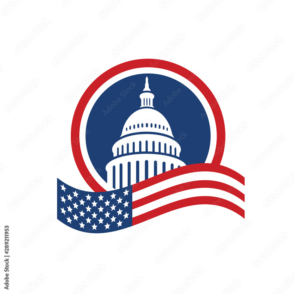 creative simple american capitol building vector logo design creative simple american capitol building vector logo design