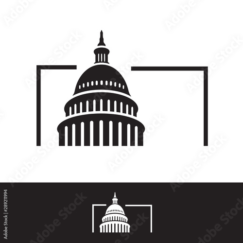 creative simple american capitol building vector logo design photo