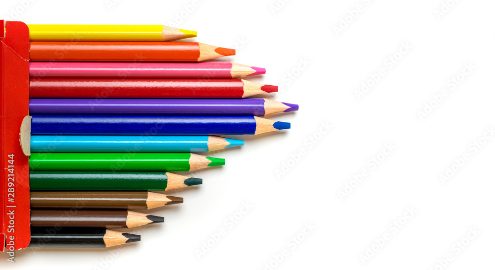 Triangle shaped color pencils isolated on white background Triangle shaped color pencils isolated on white background