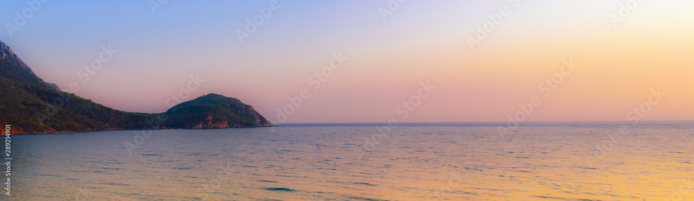 Beautiful sunset panorama at sea