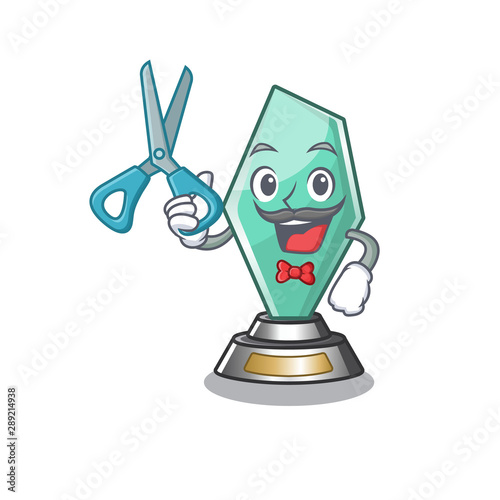 Barber acrylic trophy cartoon shaped on character