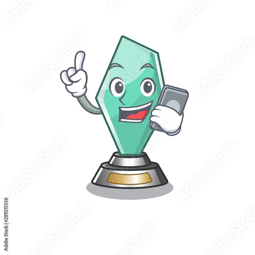 With phone acrylic trophy cartoon shaped on character