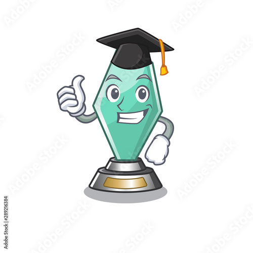 Graduation acrylic trophy isolated with the mascot