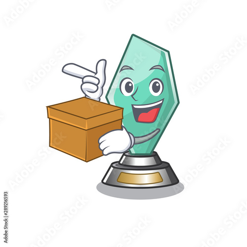 With box acrylic trophy isolated with the mascot
