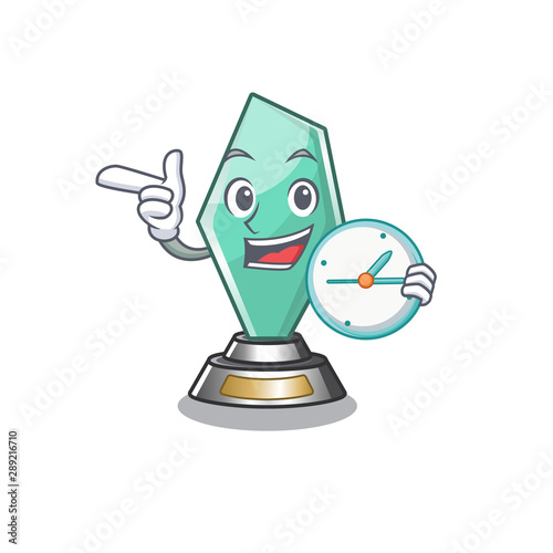 With clock acrylic trophy isolated with the mascot
